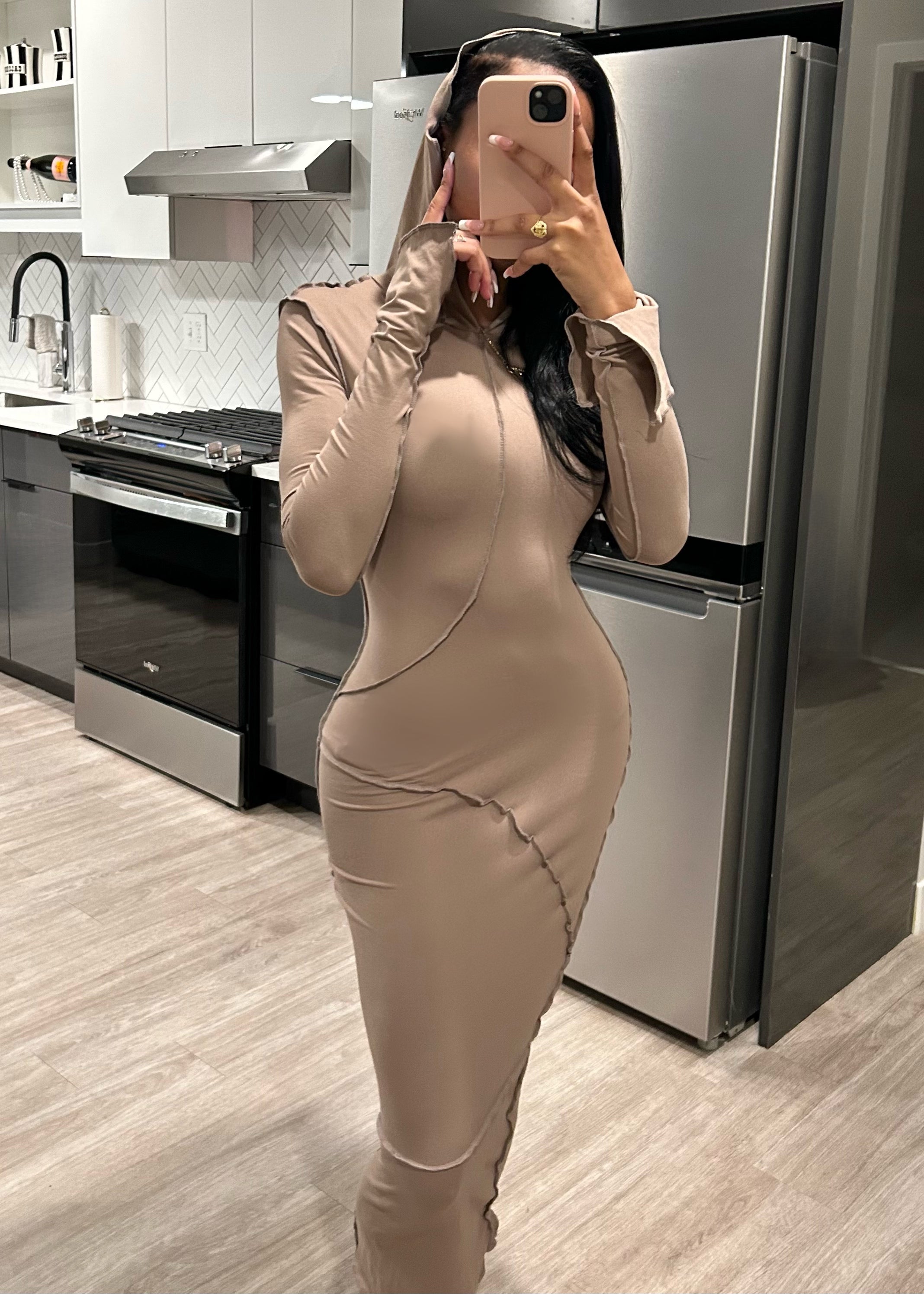 knee length dresses for ladies Utopia Hooded Backless Maxi Dress